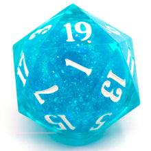 Load image into Gallery viewer, Clearest Blue (liquid core) - 23mm Oversized d20