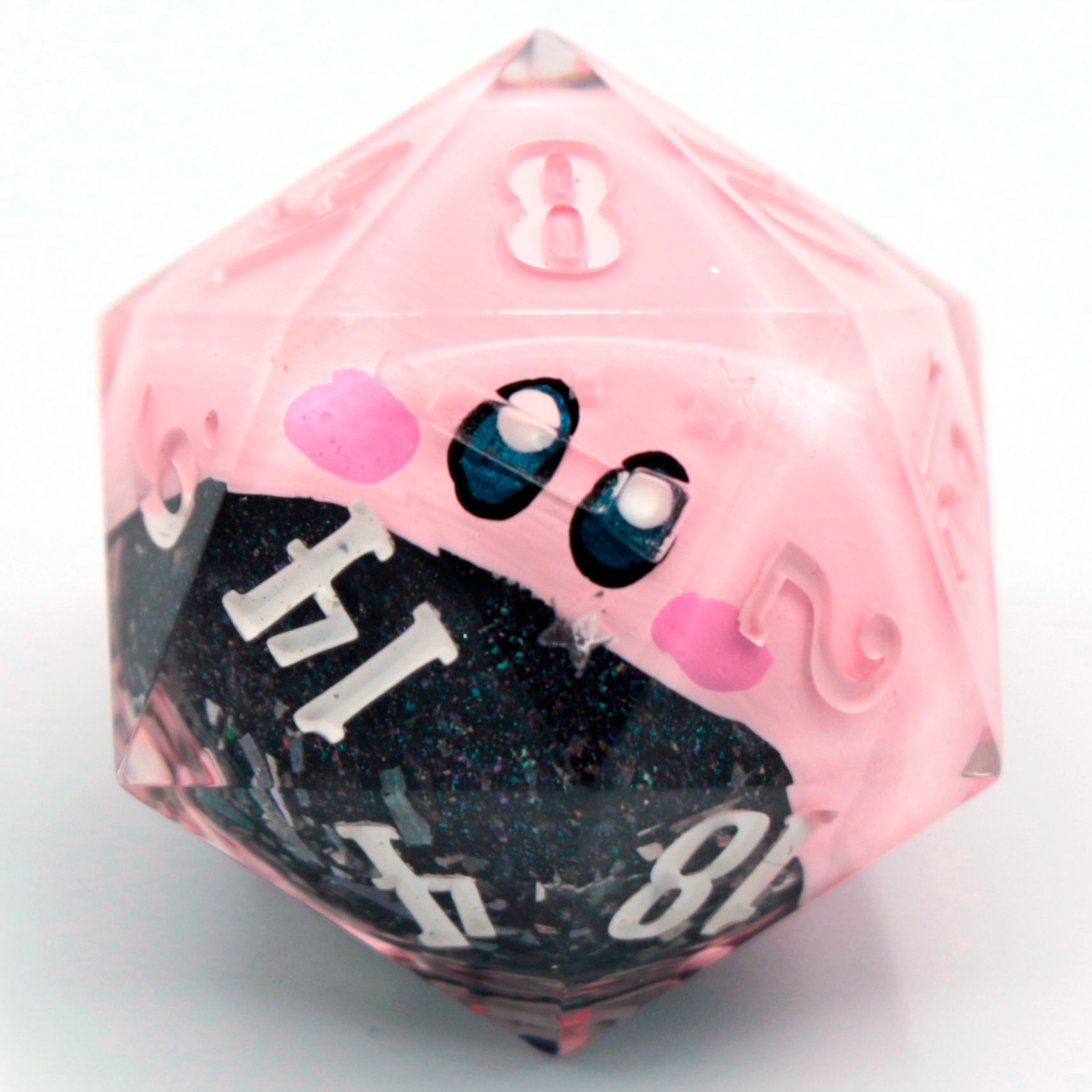 Kirby (inhaling the void) - 27mm Chonk d20 (liquid core